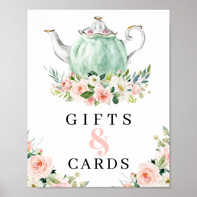 Poster Panneau Fête des mariées Tea Party Cadeaux Et Cart (Devant)