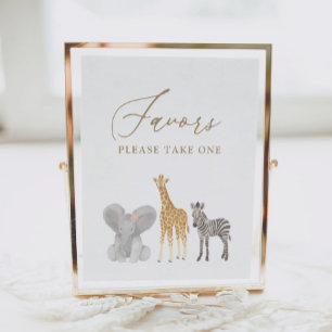 Poster Panneau Fille Baby shower Safari Faveurs