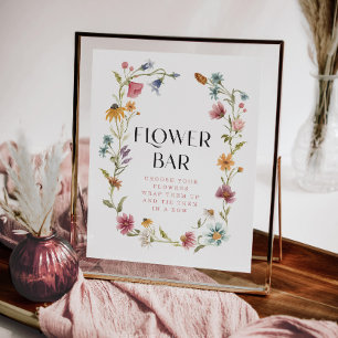 Poster Panneau fleur sauvage Boho Fête des mariées