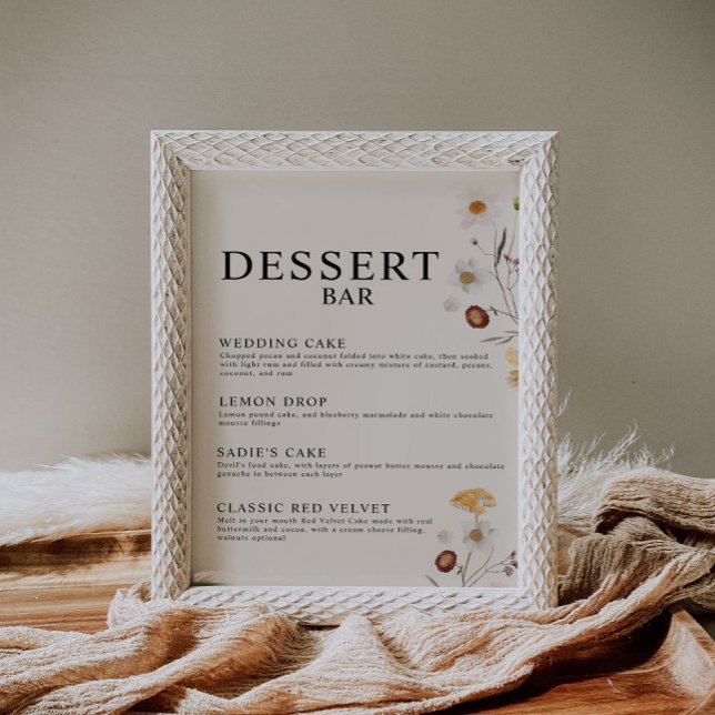 Poster Panneau Fleur sauvage du bar du dessert Boho - Mar (Créateur téléchargé)