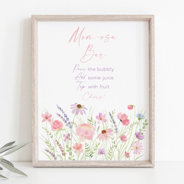 Poster Panneau Fleur sauvage Pink Pastel Baby shower Mimo (Créateur téléchargé)
