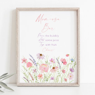 Poster Panneau Fleur sauvage Pink Pastel Baby shower Mimo