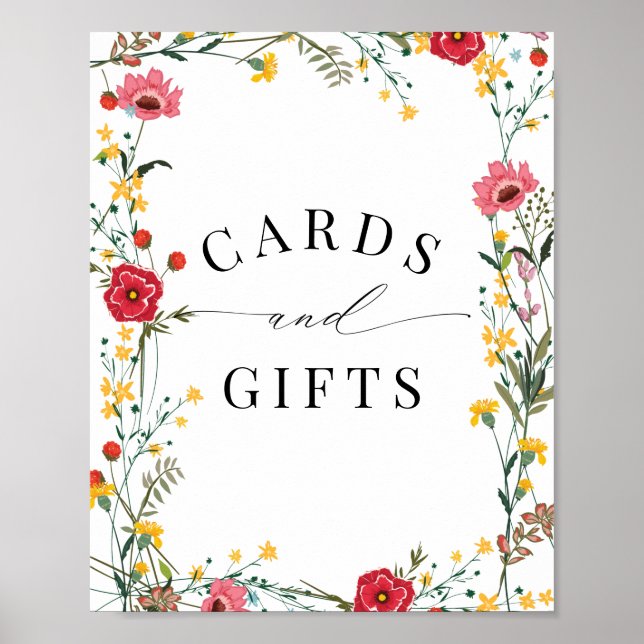 Poster Panneau fleur sauvage Rouge Jaune Cartes et Cadeau (Devant)