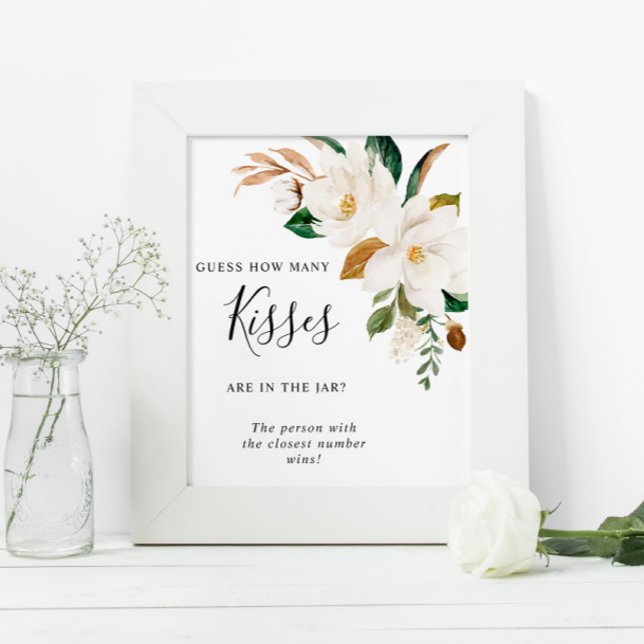 Poster Panneau Fleurs Blanches Combien de Bisous (Créateur téléchargé)