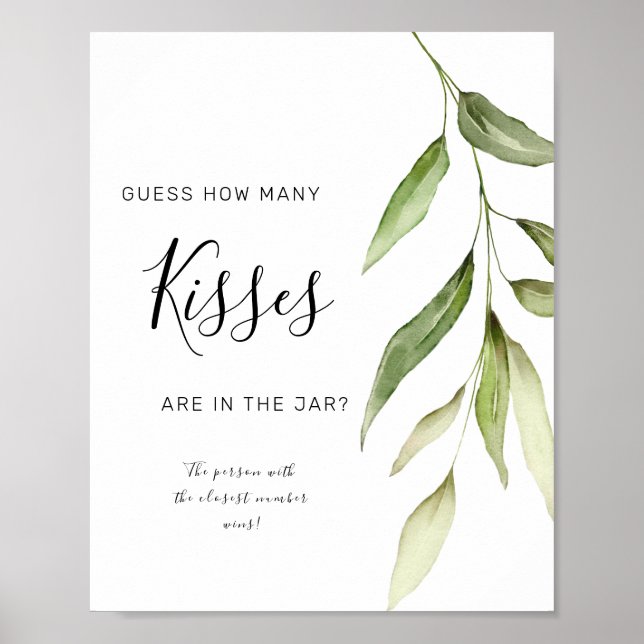 Poster Panneau Fleurs Feuillage Rustique Combien de Bisou (Devant)