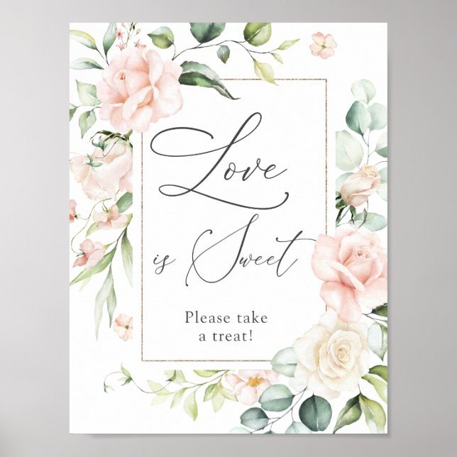 Poster Panneau Fleurs Roses L'Amour est une Douce Chérie (Devant)