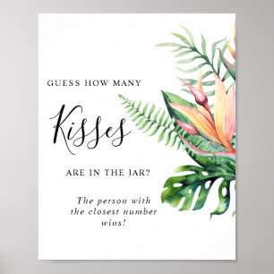 Poster Panneau Fleurs Tropicales Combien de Bisous