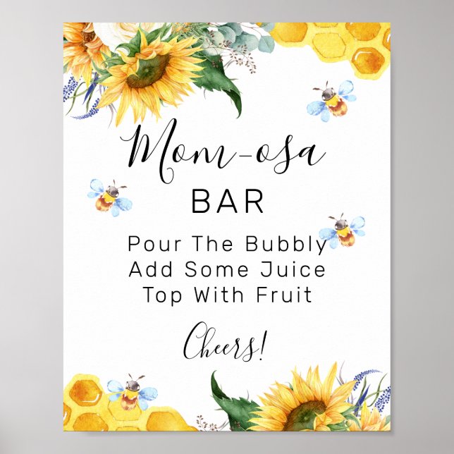 Poster Panneau Floral Baby shower d'abeille de tournesol  (Devant)