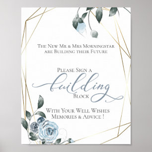 Poster Panneau Floral bleu Dusty de l'immeuble d'hôtes