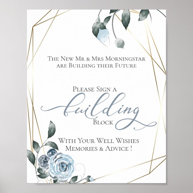 Poster Panneau Floral bleu Dusty de l'immeuble d'hôtes (Devant)