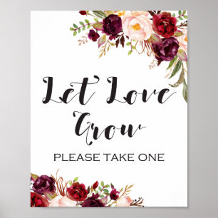 Poster Panneau floral boho Bourgogne - Laissez l'amour gr