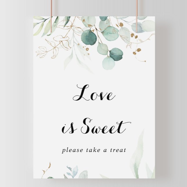 Poster Panneau Floral Doré Eucalyptus Rustique Amour Est  (Créateur téléchargé)