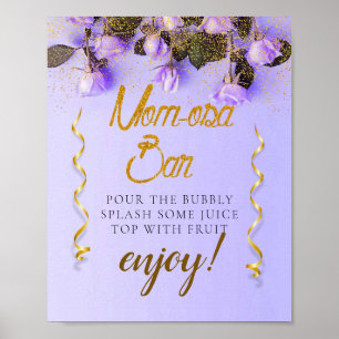 Poster Panneau Floral Élégant Baby shower Mimosa Bar