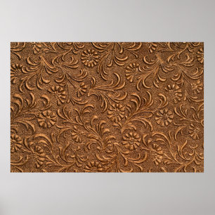 Poster panneau floral gaufré, cuivre