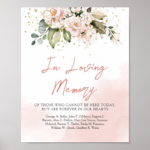 Poster Panneau floral rose pâle romantique en souvenir ai