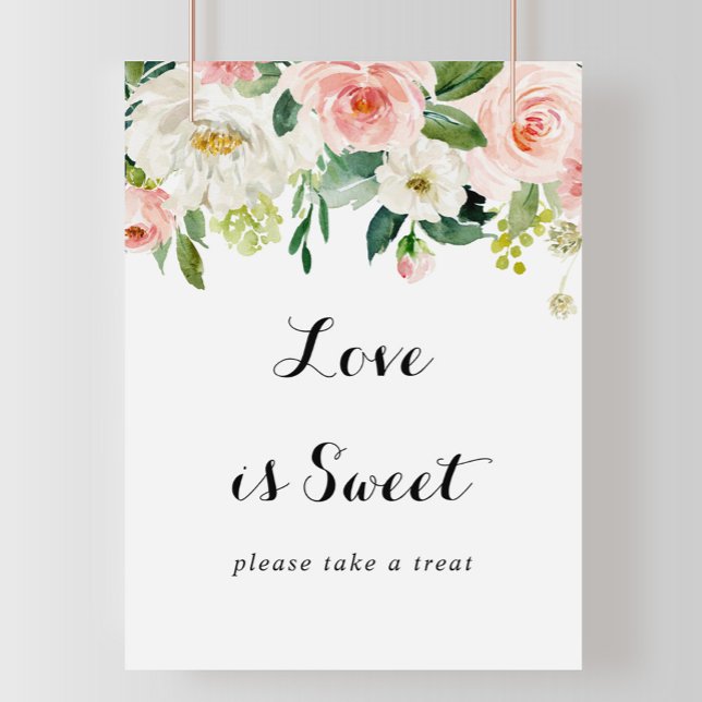Poster Panneau floral simple avec feuillage vert Love Is  (Créateur téléchargé)