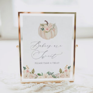 Poster Panneau Floral verdure Citrouille Baby shower Trai