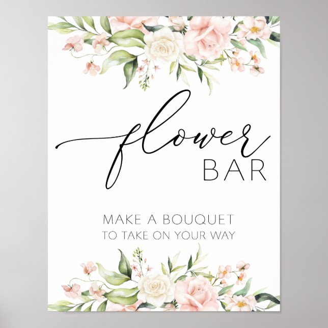 Poster Panneau Flore floue et barre de fleurs vertes (Devant)