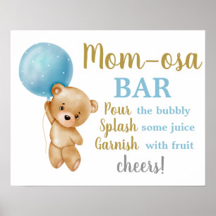 Poster Panneau Garçon bleu Teddy Bear Momosa Bar