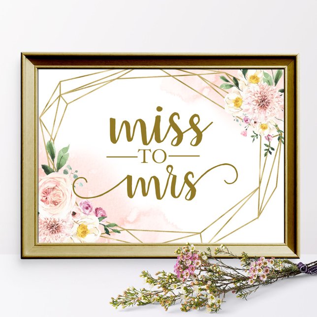 Poster Panneau géométrique floral rose pour Miss To Mrs (Créateur téléchargé)