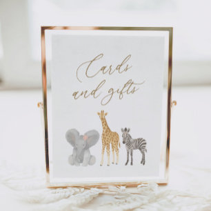 Poster Panneau Girl Safari Baby shower Cartes et Cadeaux