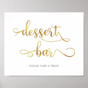 Poster Panneau Gold Dessert Bar Calligraphie Simple Maria