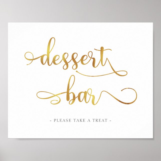 Poster Panneau Gold Dessert Bar Calligraphie Simple Maria (Devant)