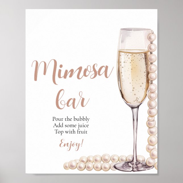 Poster Panneau Gold Pearls et Prosecco Champagne Mimosa B (Devant)