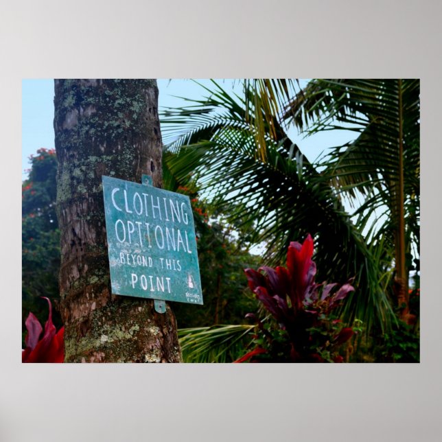 Poster Panneau Hawaii "Vêtements facultatifs" (Devant)