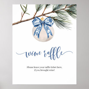 Poster Panneau hiver Chinoiserie Bow Wine Raffle