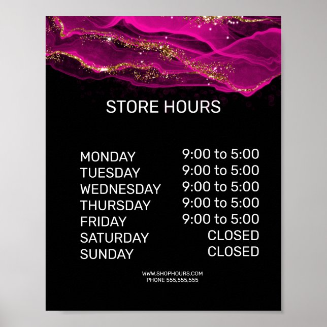 Poster Panneau Horaires d'ouverture du magasin de détail (Devant)
