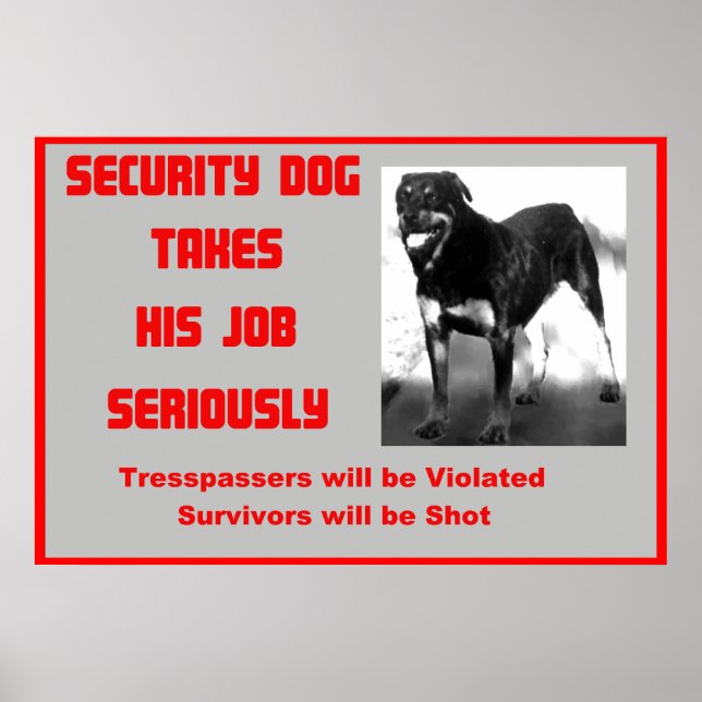 Poster Panneau Humour Rottweiller (Devant)