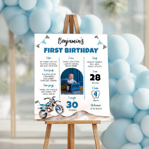 Poster Panneau Jalons de Fête d'Anniversaire de Moto Cros