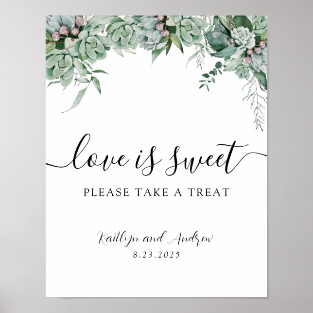 Poster Panneau « L'amour est doux, prenez une friandise » (Devant)