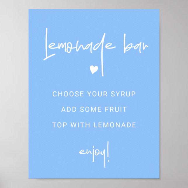 Poster Panneau Lemonade Bar Pour Modèle Bleu Fête Douche (Devant)