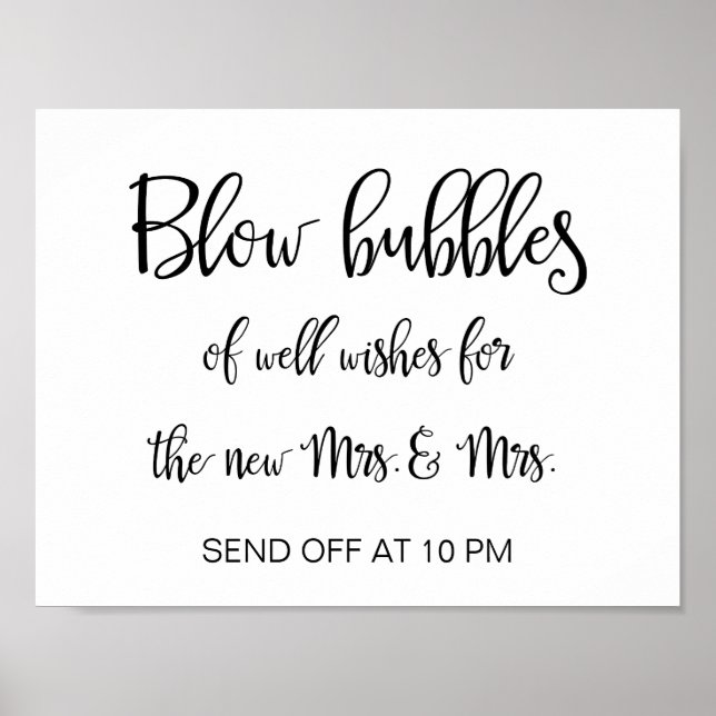 Poster Panneau Lesbienne Mariage Bubbles | Calligraphie (Devant)