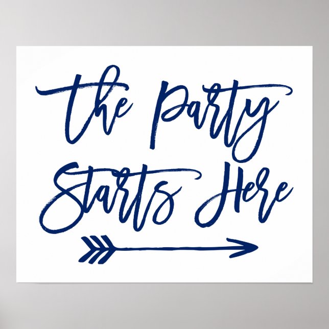 Poster Panneau lettrage chic | La fête commence ici (Devant)