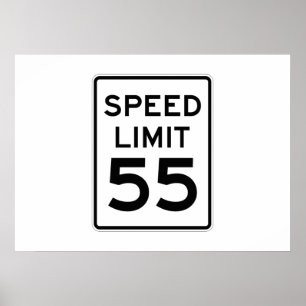 Poster Panneau Limite de vitesse 55 MPH