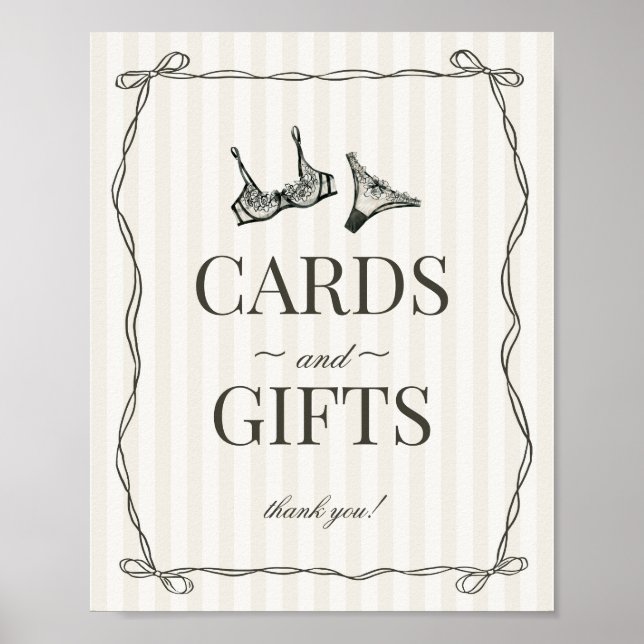 Poster Panneau Lingerie noire Bachelorette Cartes et Cade (Devant)
