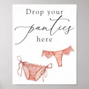 Poster Panneau Lingerie Shower Déposez vos culottes ici