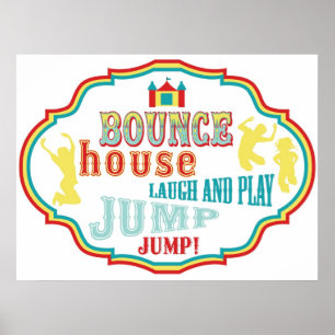 Poster Panneau Maison Bounce Carnival Cirque Anniversaire