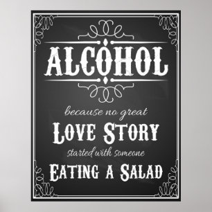 Poster Panneau mariage Alcohol BLACKBOARD-CHALKBOARD