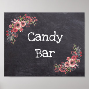 Poster Panneau mariage Barre de bonbons Chalkboard Look