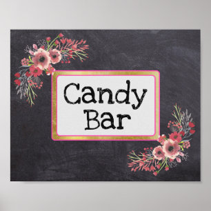 Poster Panneau mariage Barre de bonbons Chalkboard Look