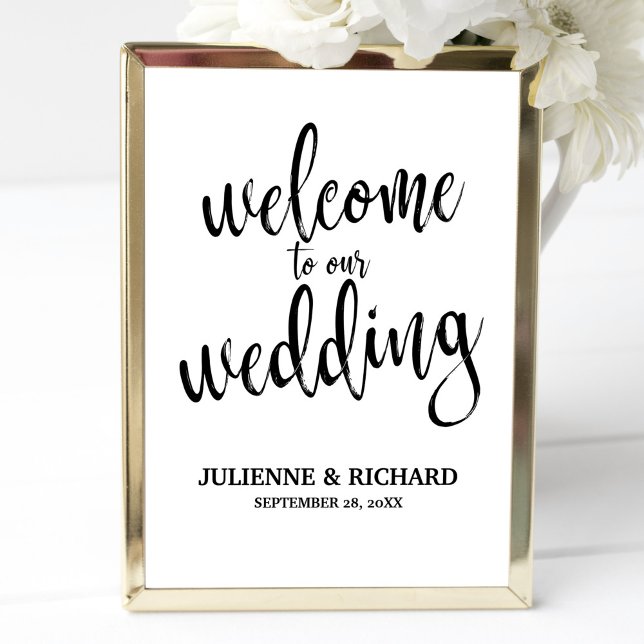 Poster Panneau mariage Bienvenue noir et blanc 8x10 (Créateur téléchargé)