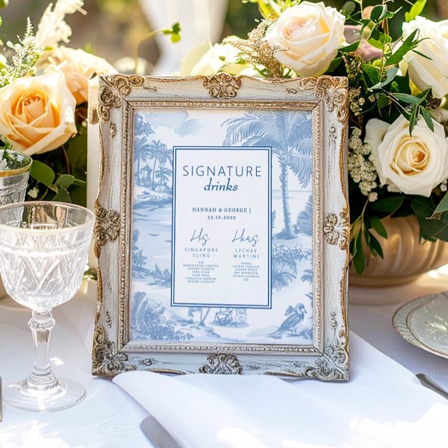 Poster Panneau Mariage Blue Coastal Toile Signature Boiss (Créateur téléchargé)