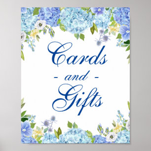Poster Panneau Mariage Blue Hydrangea Cartes et Cadeaux