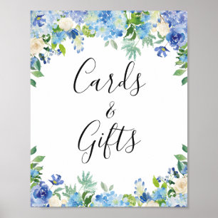 Poster Panneau Mariage Blue Hydrangea Cartes et Cadeaux