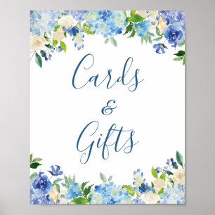 Poster Panneau Mariage Cartes et Cadeaux Blue Hydrangea F