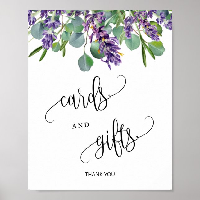 Poster Panneau Mariage Cartes et Cadeaux Eucalyptus Laven (Devant)